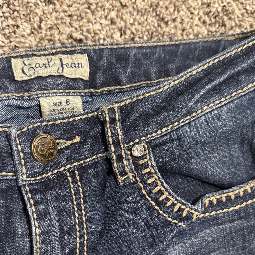 Earl Jeans size 6 Blue Denim Jeans cropped capri designer pant women’s - Picture 2 of 6